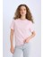 Regular Fit Bisiklet Yaka Basic Düz Kısa Kollu Pembe Tişört D9592AX25SM 4
