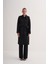 Siyah Pamuklu Kuşaklı Premium Astarlı Uzun Klasik Trençkot 2