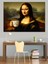 Kahve Tutan Mona Lisa Dekoratif Kanvas - Mdf Ahşap Tablo 4