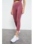 Gül Kurusu Yüksek Bel Kapri-Crop T-Shirt Slim Fit Kadın Tayt Takım - 95285 2