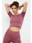 Gül Kurusu Yüksek Bel Kapri-Crop T-Shirt Slim Fit Kadın Tayt Takım - 95285 5