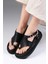 Lora Hakiki Deri Siyah Renk Parmak Arası Kadın Sandalet 5
