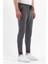 Erkek Antrasit Slim Fit Jogger Cep Nakış Fermuar Detaylı Eşofman Altı 3