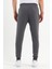 Erkek Antrasit Slim Fit Jogger Cep Nakış Fermuar Detaylı Eşofman Altı 7