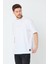 Beyaz Baskılı Basic Erkek Oversize Bisiklet Yaka Kısa Kollu T-Shirt 4