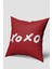 Kırmızı Beyaz Xo Yazılı Kırlent Kılıfı 1