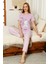 Ayıcık Baskılı Lila Kadın Pijama Takımı 3