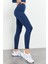 İndigo Yüksek Bel Uzun Kollu Slim Fit Crop Top Kadın Tayt Takım - 95286 5