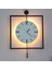Led'li Siyah Quadro Yuvarlak Kristal Orta Boy, Modern Dekoratif Sarkaçlı Metal Duvar Saati 1