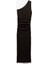 Bürümcük Kumaş Slim Fit Drapeli Midi Tek Omuz Kalem Elbise 2