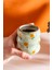 Yeşil Çiçek Amore El Yapımı Seramik Double Kahve Bardağı Mug Kupa 3