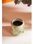 Yeşil Çiçek Amore El Yapımı Seramik Double Kahve Bardağı Mug Kupa 5
