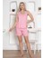 Kadın Kalp Desen Askılı Pamuk Mini Şortlu Pijama Takımı 1