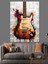 Renkli Elektro Gitar Dekoratif Kanvas - Mdf Ahşap Tablo 3