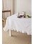 Perla | Fırfırlı Keten Beyaz Masa Örtüsü 140 x 180 Cm 4