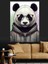 Gözlüklü Panda Figürü Dekoratif Kanvas - Mdf Ahşap Tablo 4