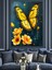 Sarı Kelebek Çizimi Dekoratif Kanvas - Mdf Ahşap Tablo 1