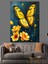 Sarı Kelebek Çizimi Dekoratif Kanvas - Mdf Ahşap Tablo 3