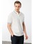 Erkek Polo Yaka Merserize T-Shirt Beyaz 4