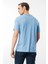 Erkek Sıfır Yaka Pamuklu T-Shirt Mavi 5
