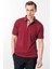 Erkek Polo Yaka Yakası ve Kolu Triko T-Shirt Bordo 1