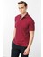 Erkek Polo Yaka Yakası ve Kolu Triko T-Shirt Bordo 2