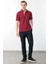 Erkek Polo Yaka Yakası ve Kolu Triko T-Shirt Bordo 3