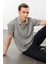 Erkek Polo Yaka Pike Merserize T-Shirt Gri Melanj 1