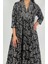 MARCIA DRESS V Yaka Desenli El Baskısı Uzun Elbise 2