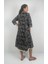 MARCIA DRESS V Yaka Desenli El Baskısı Uzun Elbise 5