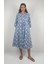 MARCIA DRESS V Yaka Desenli El Baskısı Uzun Elbise 1