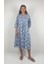 MARCIA DRESS V Yaka Desenli El Baskısı Uzun Elbise 3