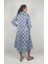 MARCIA DRESS V Yaka Desenli El Baskısı Uzun Elbise 5