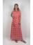 SOPHIA DRESS Gömlek Yaka Sıfır Kol Kemerli Desenli El Baskısı Uzun Elbise 1