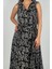 SOPHIA DRESS Gömlek Yaka Sıfır Kol Kemerli Desenli El Baskısı Uzun Elbise 2