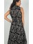 SOPHIA DRESS Gömlek Yaka Sıfır Kol Kemerli Desenli El Baskısı Uzun Elbise 5