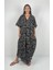 HERA UZUN Kaftan Desenli El Baskısı Oversize Midi Boy 1