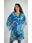 MARINE V Yaka Kimono Kollu Kısa Viskon Elbise 2