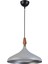 Nil Modern Tasarım Ahşap Detaylı Metal Cafe - Mutfak Gri Renk Tekli Avize (35 Cm) 1
