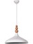 Nil Modern Tasarım Ahşap Detaylı Metal Cafe - Mutfak Beyaz Renk Tekli Avize (35 Cm) 1