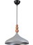 Nil Modern Tasarım Ahşap Detaylı Metal Cafe - Mutfak Gri Renk Tekli Avize (35 Cm) 1