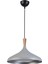 Nil Modern Tasarım Ahşap Detaylı Metal Cafe - Mutfak Gri Renk Tekli Avize (35 Cm) 1