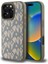 Apple iPhone 16 Pro Kılıf Lisanslı Magsafe Şarj Özellikli 3D Yazılı Grid Pattern Kapak Kahverengi 2