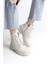 Bloom Bağcıklı Fermuarlı Ortopedik Tabankadın Bot Kt - Krem 1