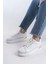 Mına Bağcıklı Ortopedik Taban Kadın Sneaker Spor Ayakkabı Bt - Beyaz/altın 3