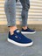 JY0118 Rex Bağcıklı Keten Kumaş Erkek Günlük Sneaker Ayakkabı Kbt - Lacivert 1