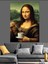 Mona Lisa Kahve Içerken Dekoratif Kanvas - Mdf Ahşap Tablo 1