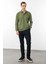 Erkek Polo Yaka Cepli Uzun Kollu Sweatshirt Haki 3