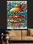Renkli Fast Food Burger Çizimi Dekoratif Kanvas - Mdf Ahşap Tablo 4