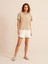 Kadın Kum Rengi Oversize Pamuklu Polo Yaka Basic Tişört 2